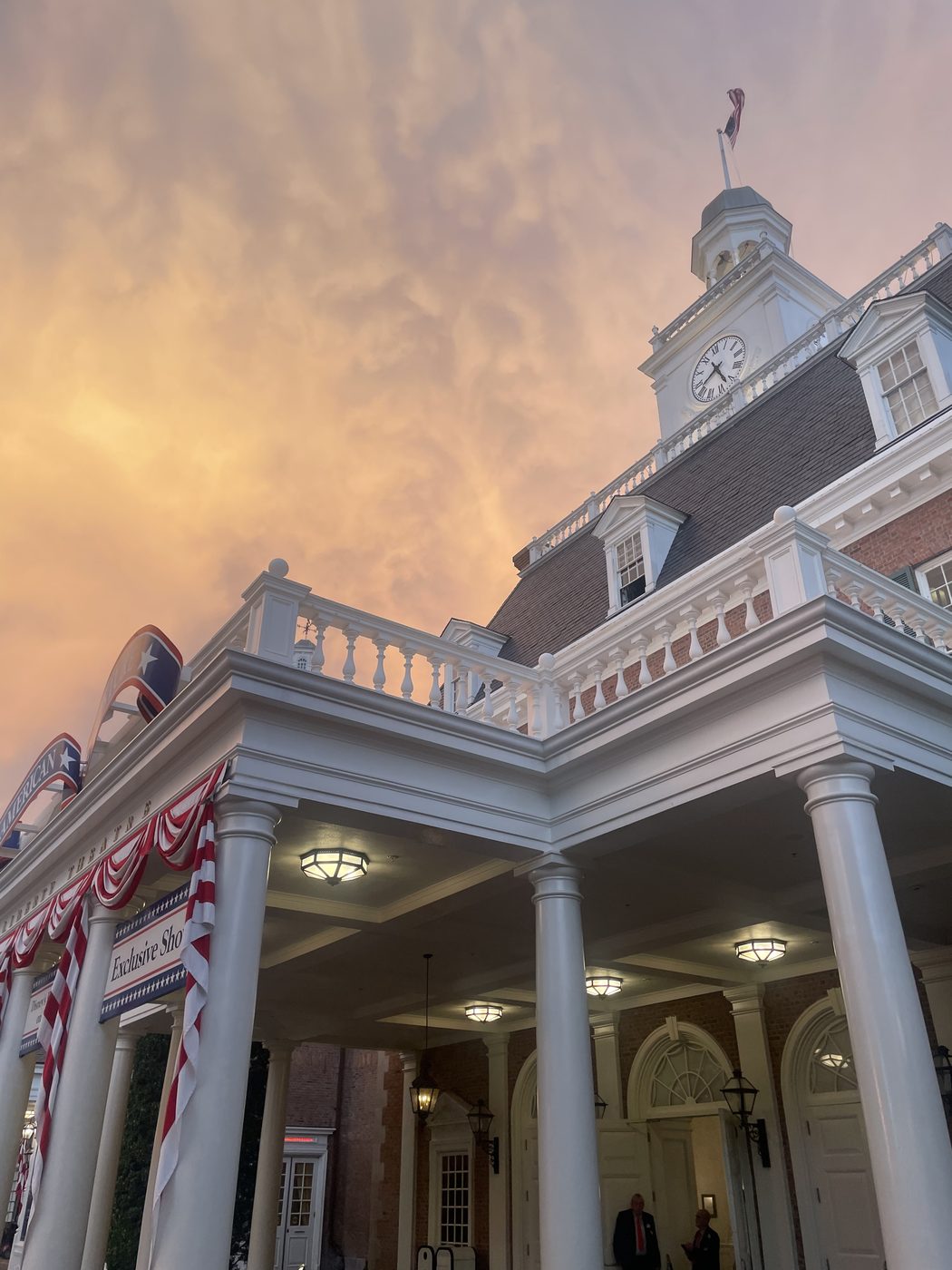 The American Adventure at golden hour
