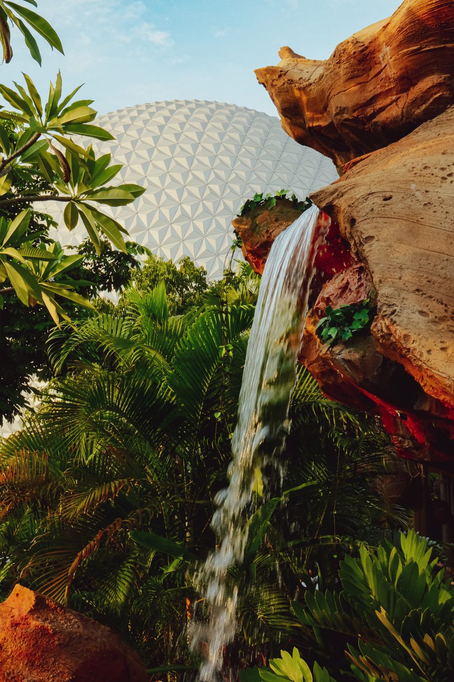 A waterfall in World Showcase