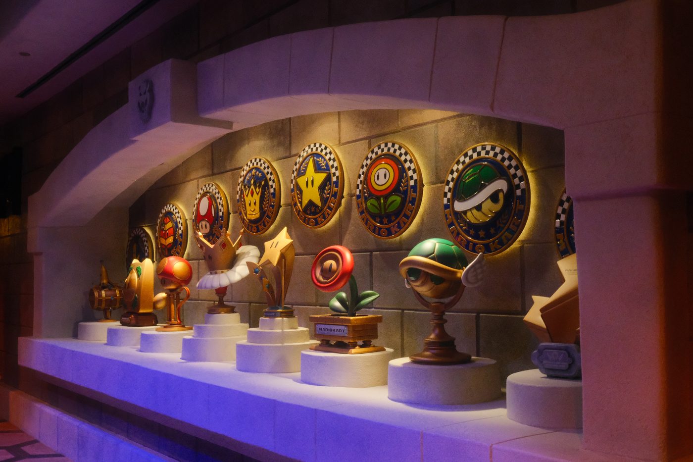 The trophy shelf inside Bowser&rsquo;s Castle