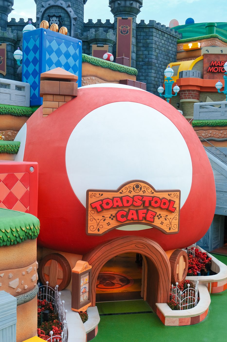 The Toadstool Cafe under its giant mushroom