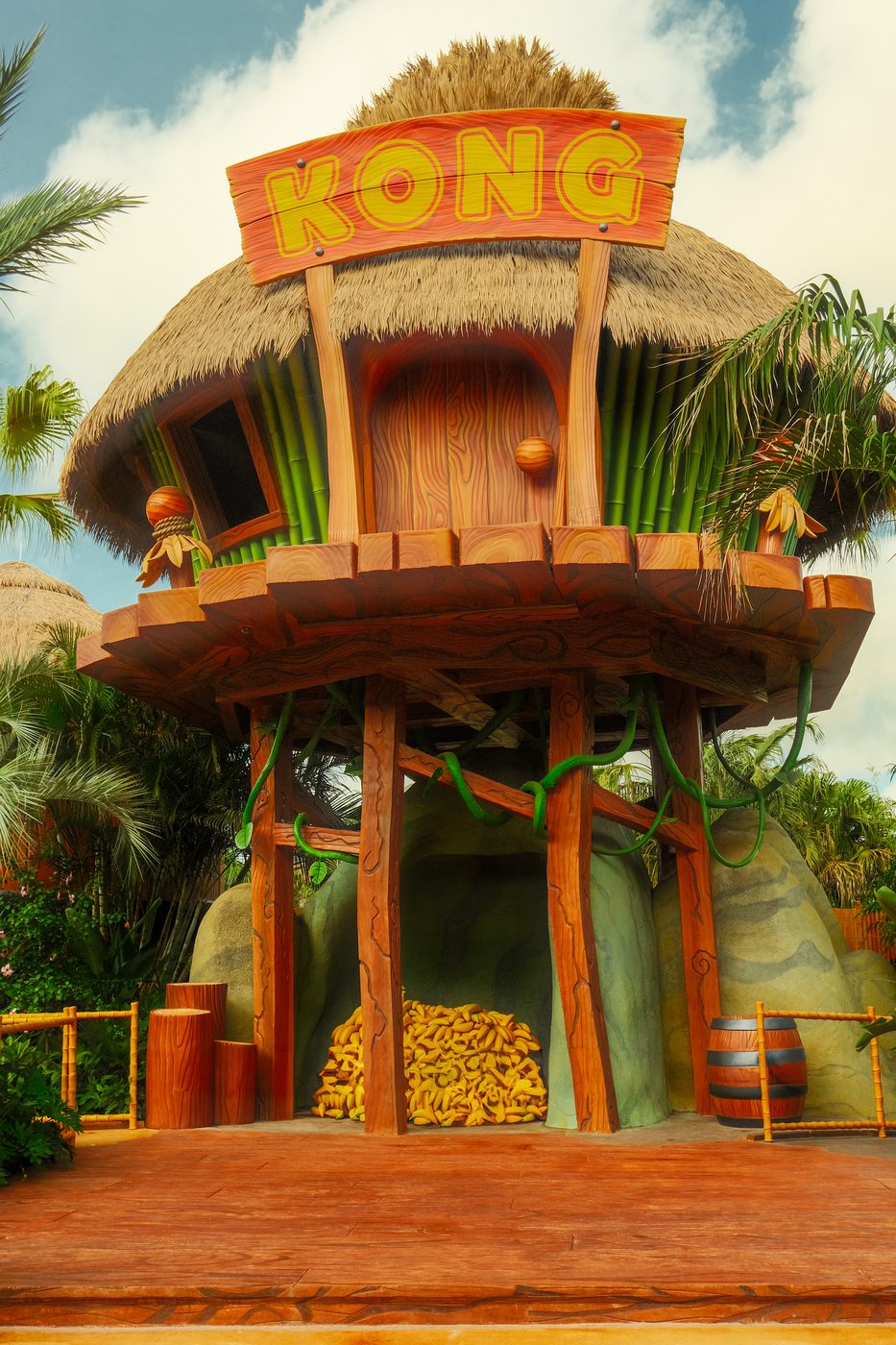The KONG treehouse in Donkey Kong Country