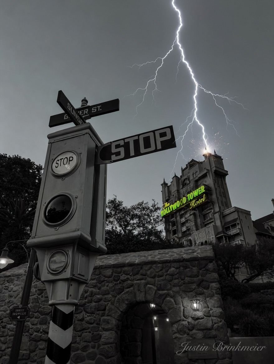 Lightning strikes the Hollywood Tower Hotel