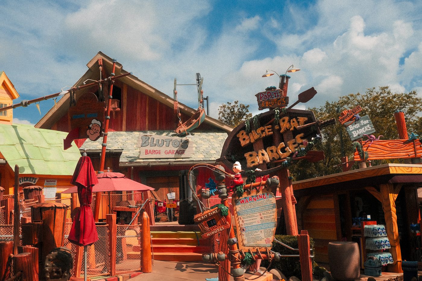 The cartoon waterfront of Toon Lagoon