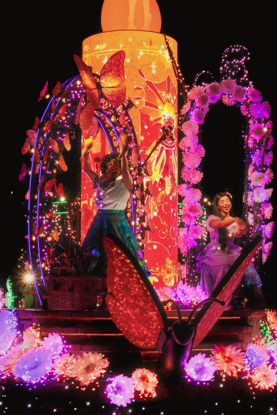 The parade aglow after dark