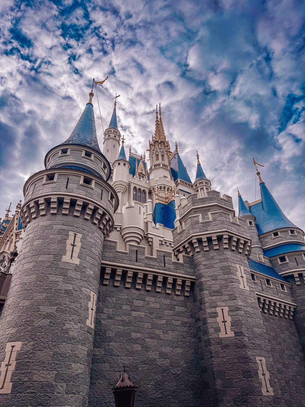 Cinderella Castle against the clouds