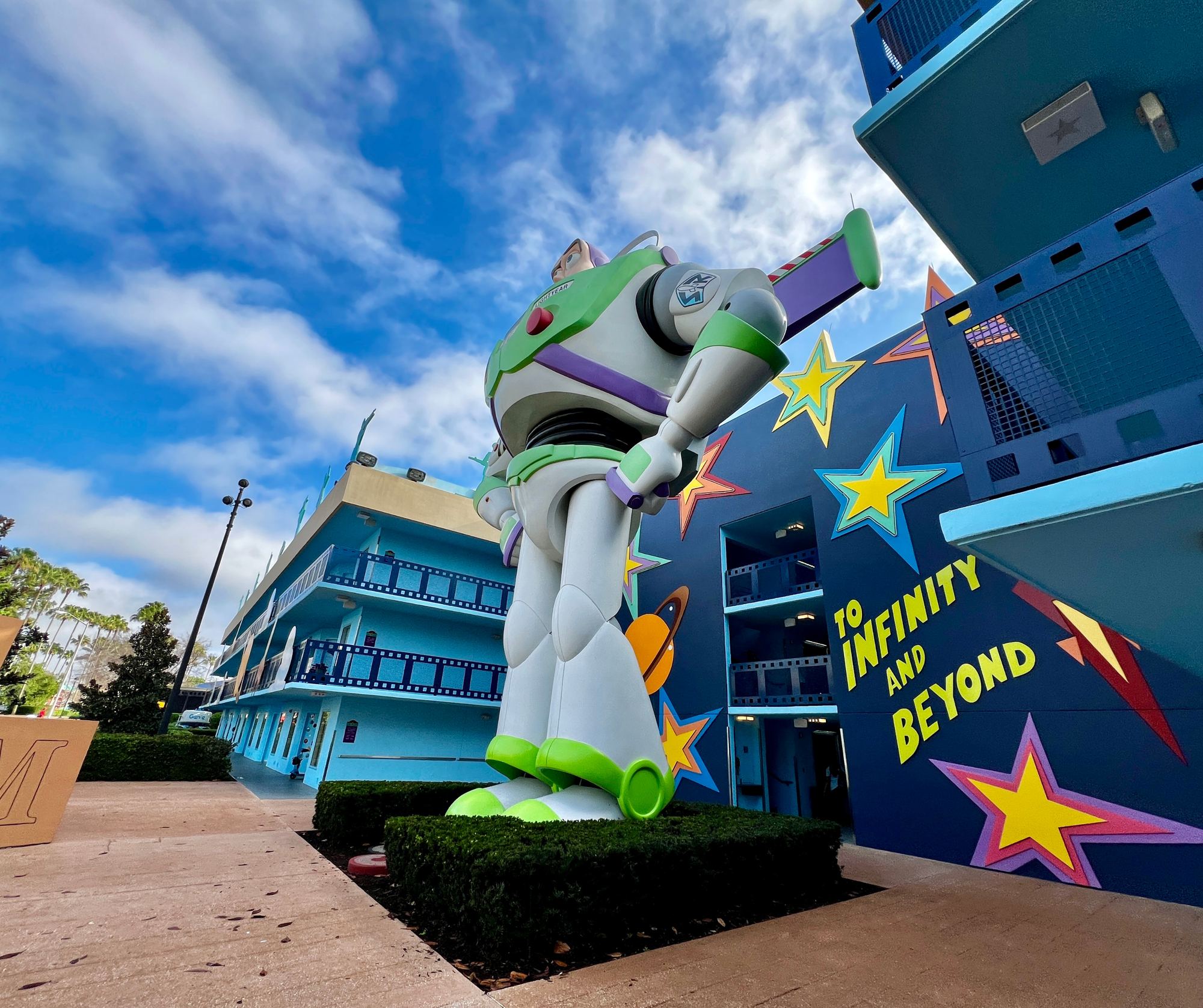 Buzz Lightyear soaring over All-Star Movies