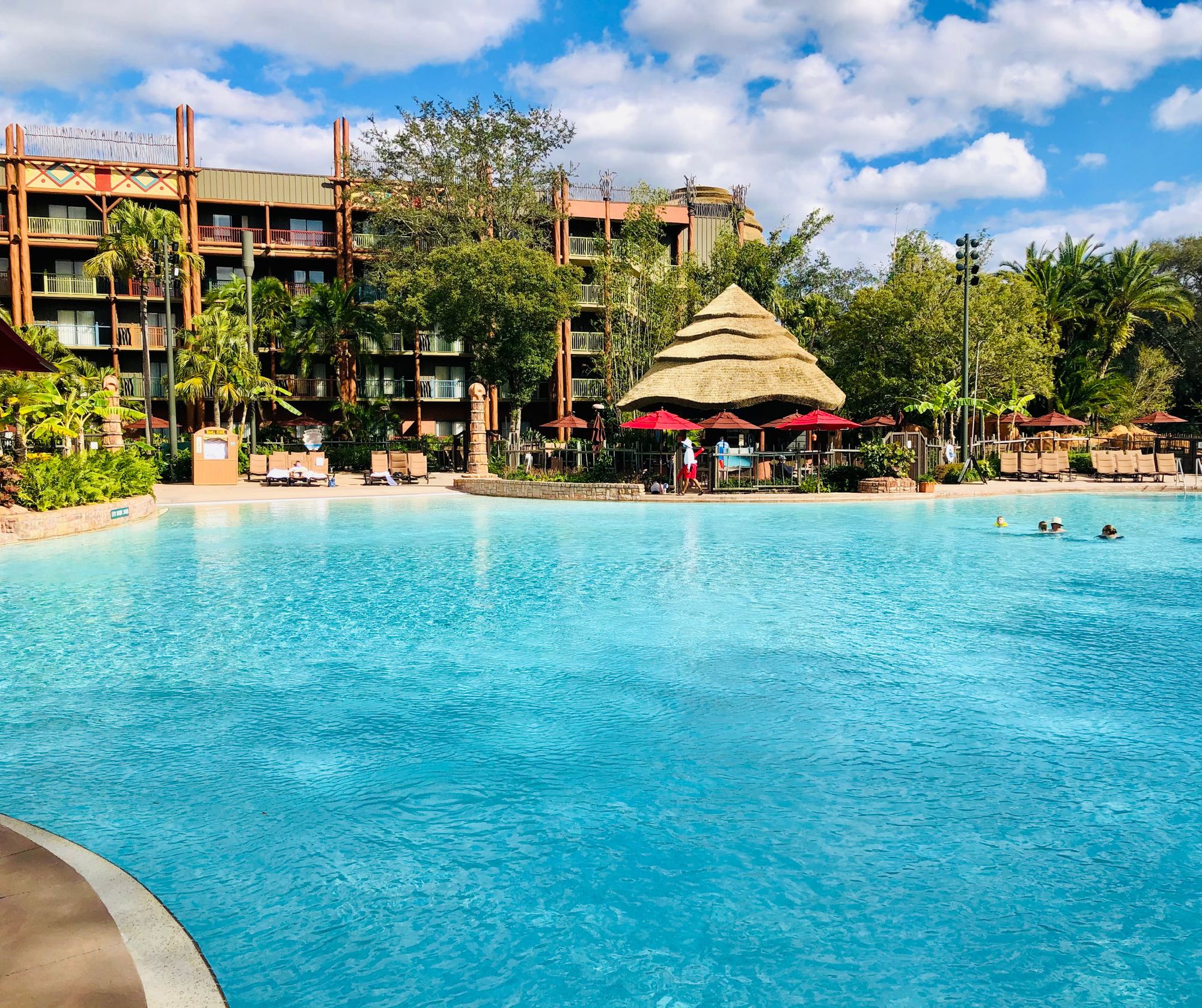 The Uzima pool under the palms