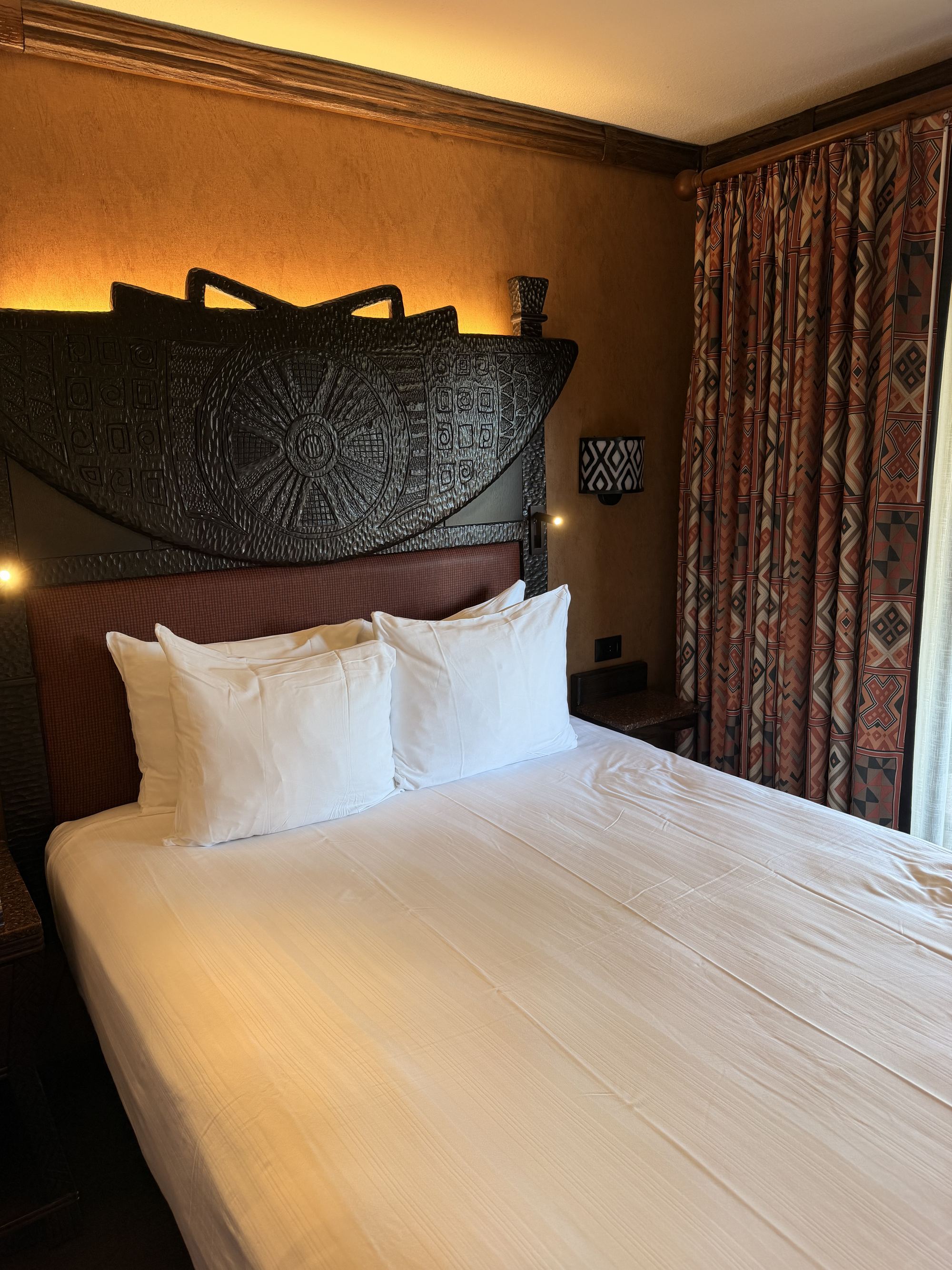 Carved details in an Animal Kingdom Lodge room