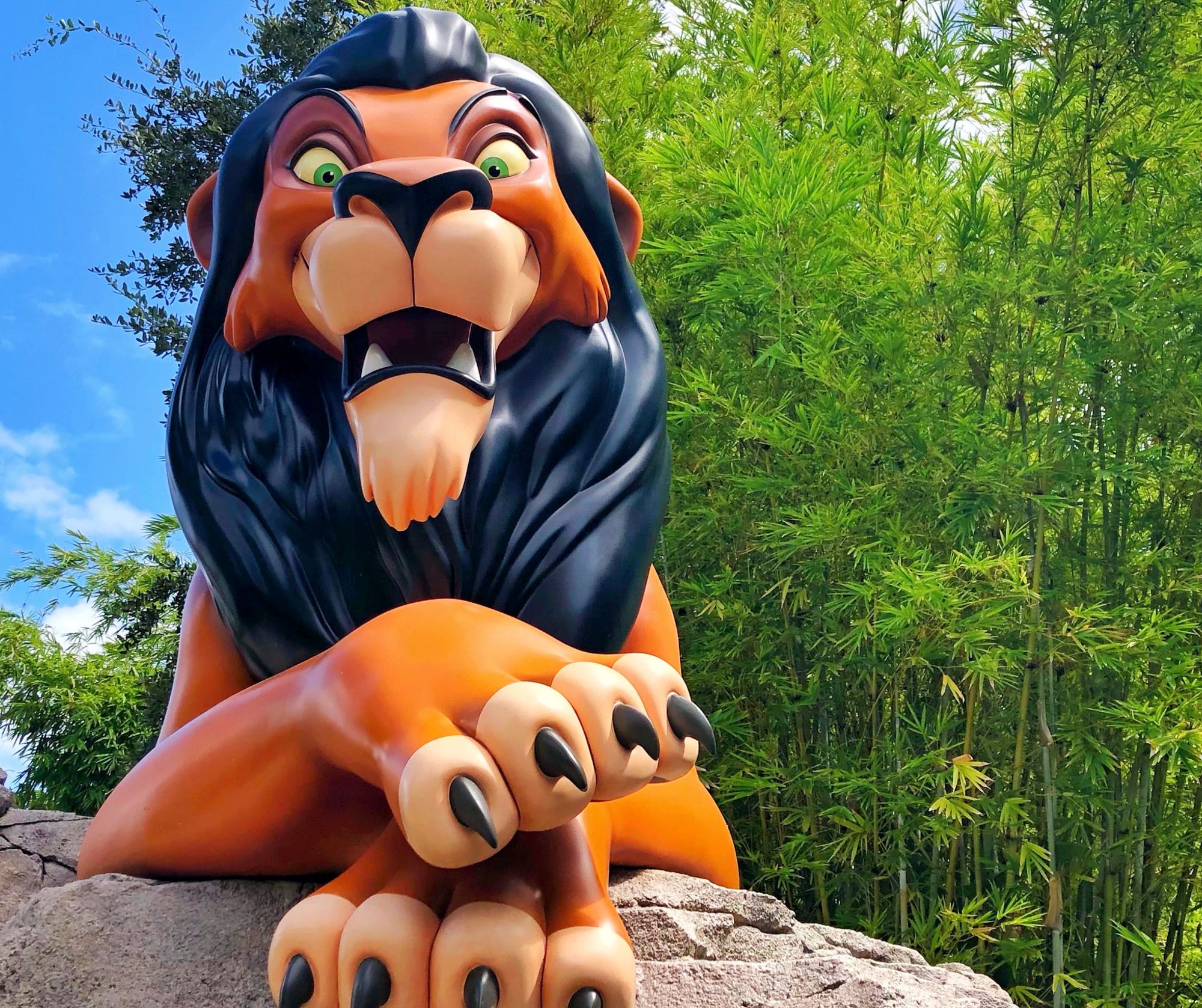 Scar on Pride Rock in the Lion King courtyard