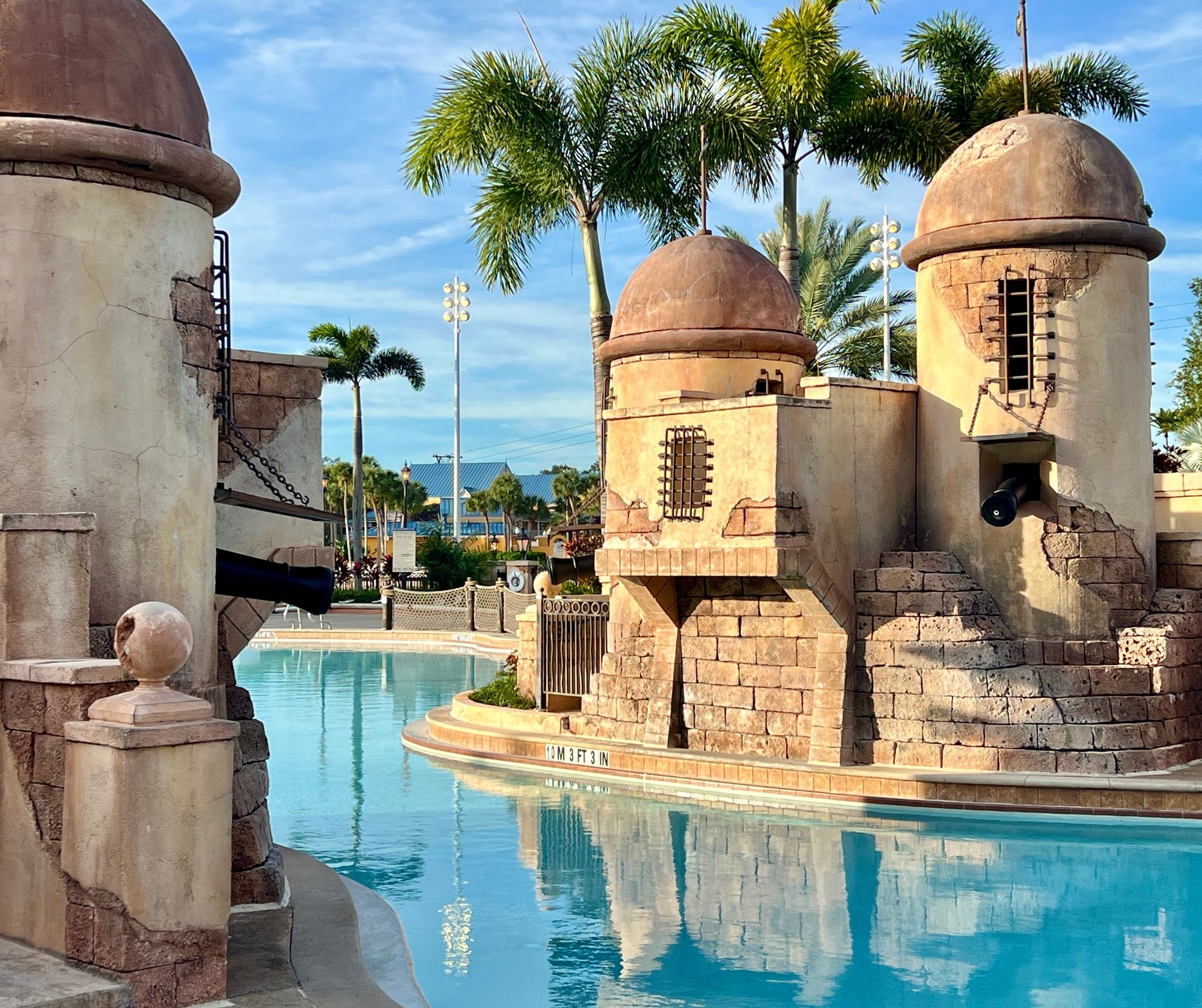 The fort slides at Fuentes del Morro pool