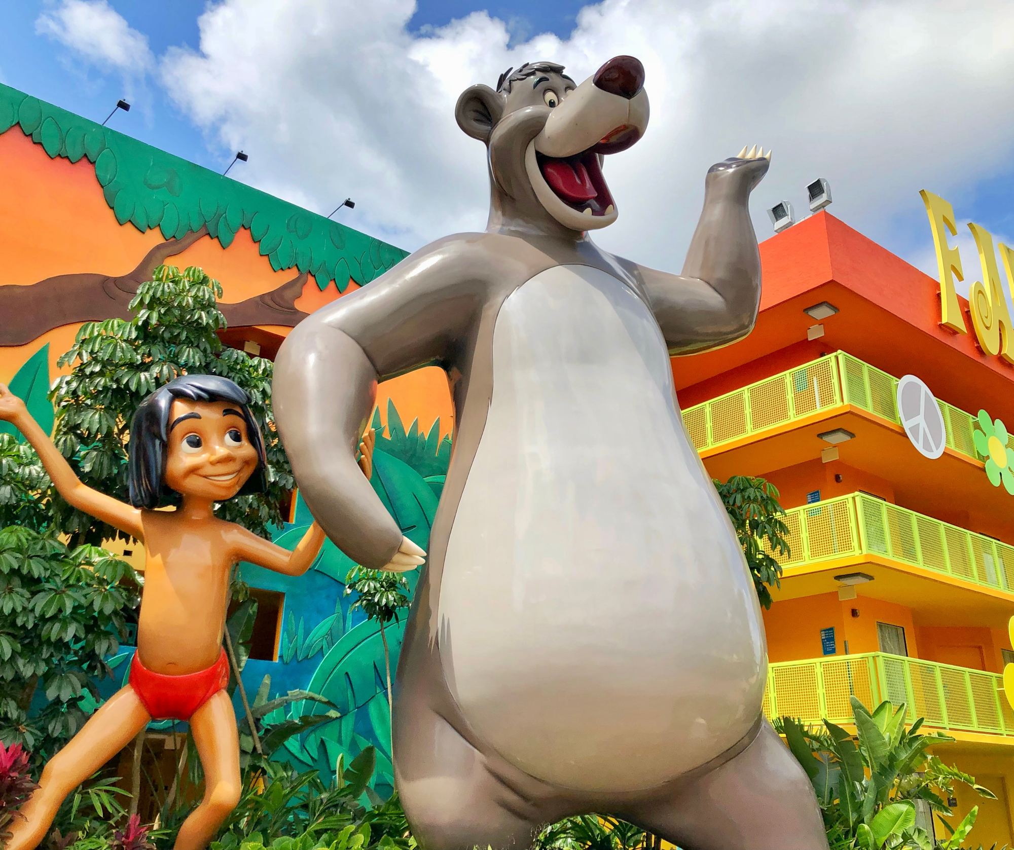 Baloo and Mowgli statues in the '60s section