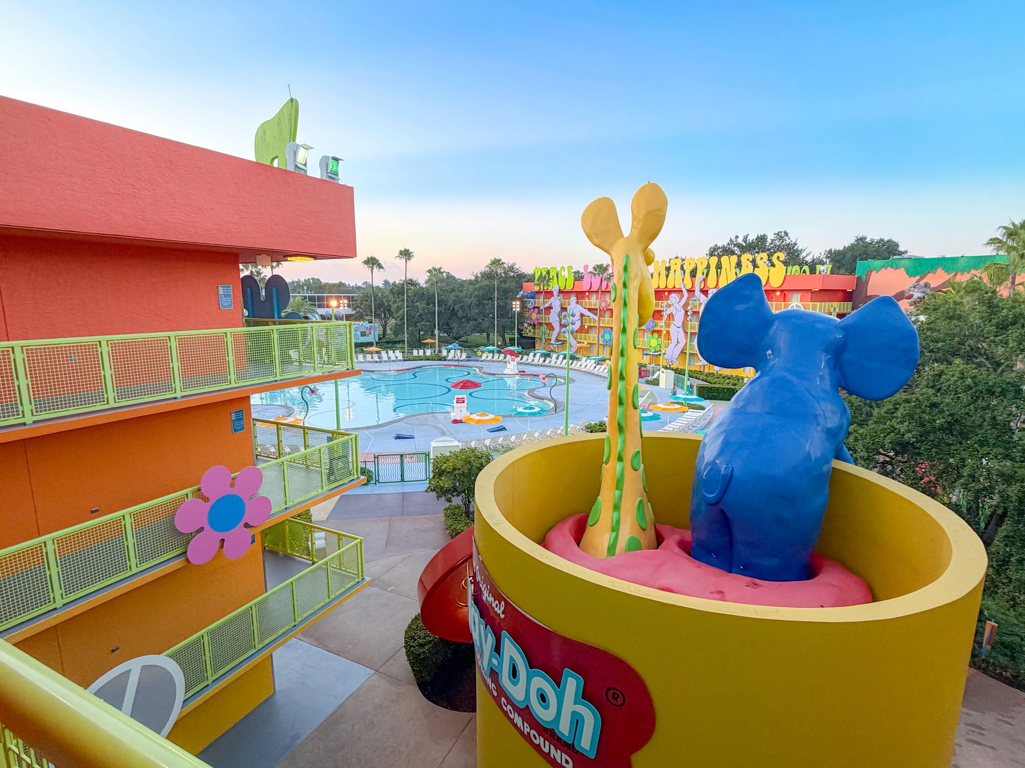The Play-Doh giants over the Hippy Dippy Pool