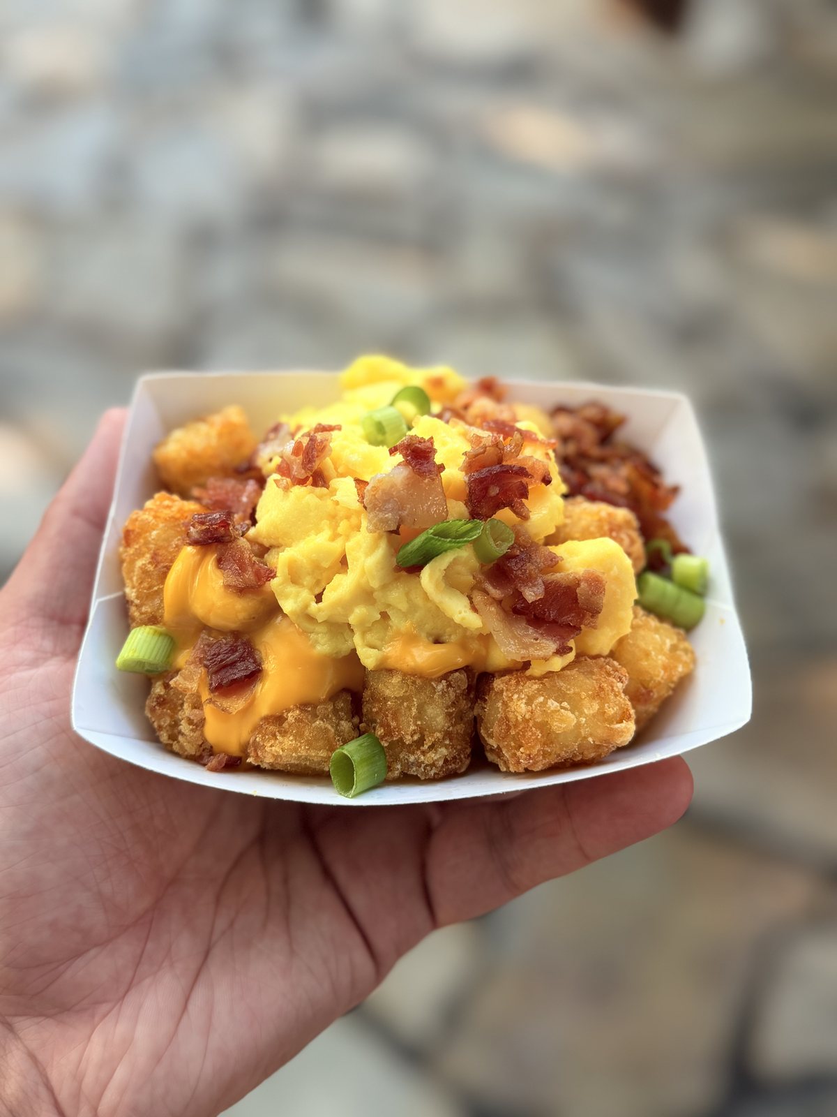 Bacon-and-cheese loaded tots