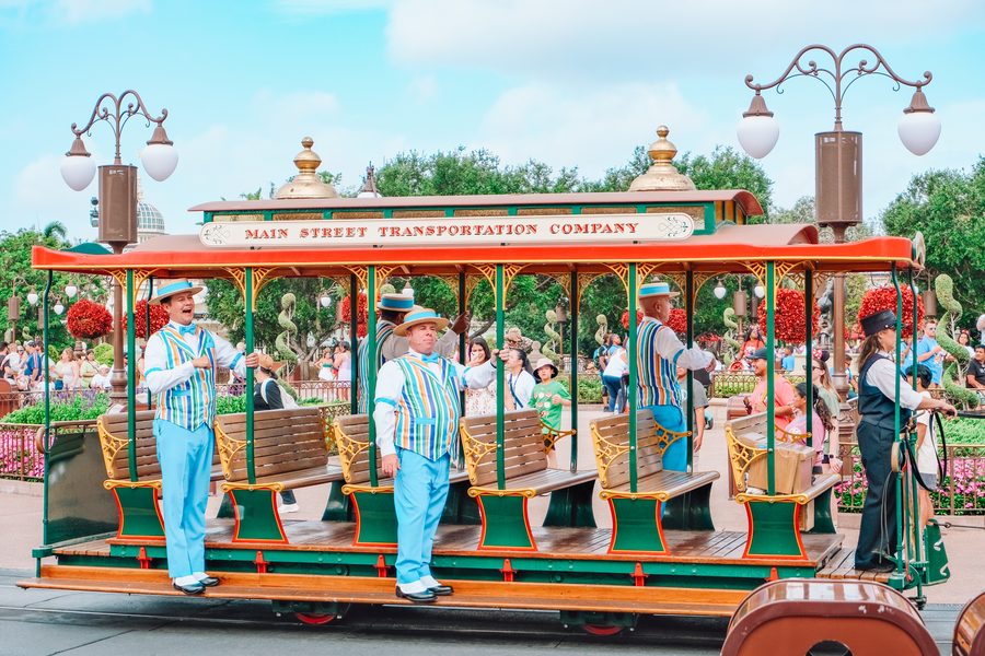 The Main Street trolley & Dapper Dans